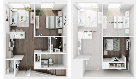 a renovated floor plan with a bedroom and a living room